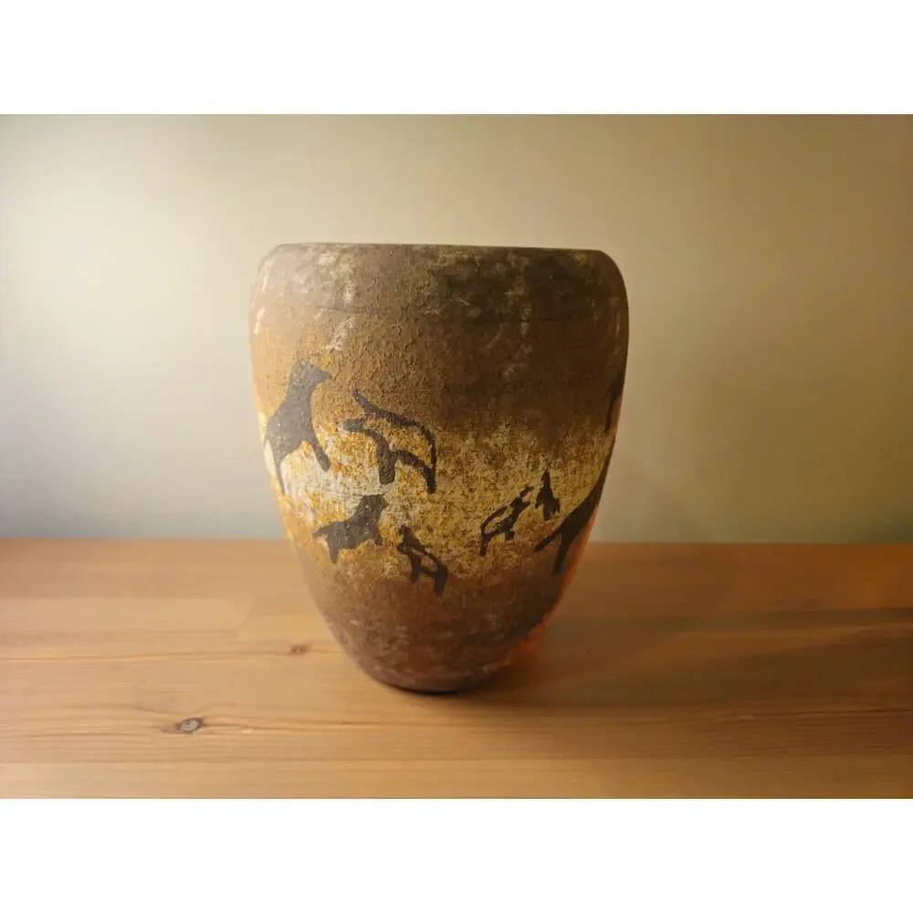 Heager Vintage Pottery Cave Painting Pictograph Vase